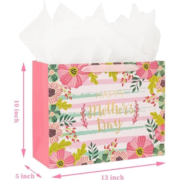 Pink Large Mother's Day Gift Bag with Card and Tissue Paper for Mom Grandma Bags - Picture 2 of 7